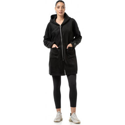Bodymove Γυναικεία Ζακέτα Fleece Μακριά με Κουκούλα και Φερμουάρ Μαύρη 1474