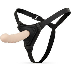 EasyToys Ribbed & Curved Harness Strap On με Dildo 14.5cm Flesh