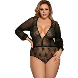 Subblime Sexy Κορμάκι Slip See Through με Δαντέλα Μαύρο D-220705
