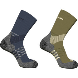 Salomon Ανδρικές Κάλτσες Ψηλές με Σχέδια Navy Μπλε Χακί 2Pack LC2372