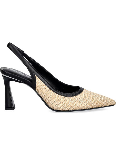 DKNY Cierra Γόβες Slingback Δερμάτινες με Χοντρό Ψηλό Τακούνι Μαύρες Μπεζ K2652283-NAX