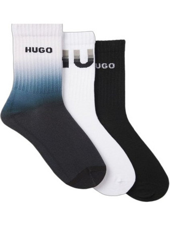 Hugo Boss Ανδρικές Κάλτσες Ψηλές με Σχέδια Λευκές Μαύρες Πολύχρωμες 3Pack 50553223-001