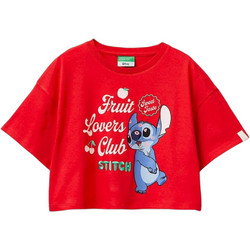 Benetton Lilo & Stitch Παιδικό Crop Top Κοντομάνικο Κόκκινο 3I1XC10SS-30A