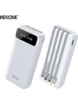 Wecome Power Bank 20000mAh 12W με Θύρα USB-A & 2 Θύρες USB-C White
