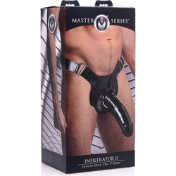 Master Series Infiltrator II Hollow Harness Strap On με Dildo 26cm Μαύρο