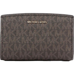 Michael Kors Μεγάλο Δερμάτινο Γυναικείο Πορτοφόλι με Clip & Φερμουάρ Καφέ 32S5GYTZ2B