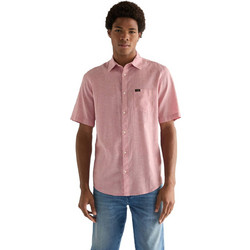 Wrangler Ανδρικό Πουκάμισο Βαμβακερό Κοντομάνικο Κανονική Γραμμή Ροζ 112378045