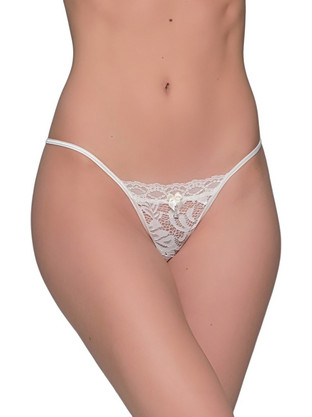 Milena By Paris Γυναικείο Sexy String με Δαντέλα Λευκό 6859