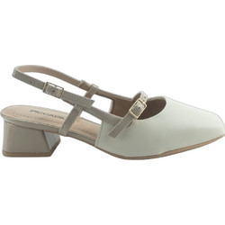 Piccadilly Γόβες Slingback Δερμάτινες με Χοντρό Χαμηλό Τακούνι Λευκές 779-25023