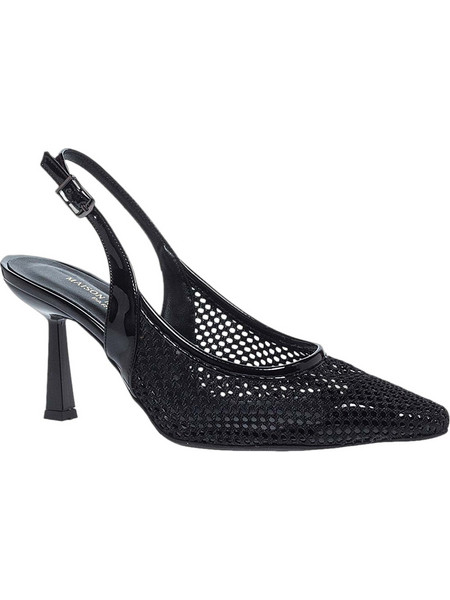 Maison Minrelle Γόβες Slingback Λουστρίνι με Λεπτό Ψηλό Τακούνι Μαύρες 11629311