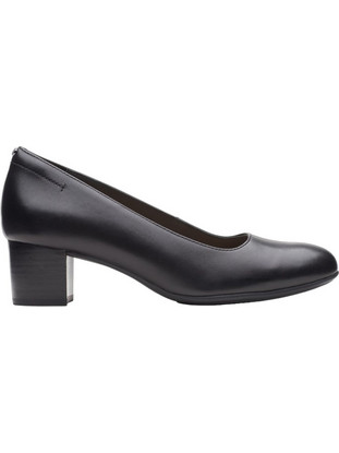 Clarks Linnae Γόβες Δερμάτινες με Χοντρό Χαμηλό Τακούνι Μαύρες 26162355