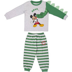 Cerda Mickey Mouse Παιδική Πιτζάμα Βαμβακερή Χειμωνιάτικη Γκρι Πράσινο 2200006171
