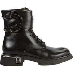Versace 19V69 Γυναικεία Αρβυλάκια Δερμάτινα Μαύρα με Χοντρό Χαμηλό Τακούνι AMA164-M241VB