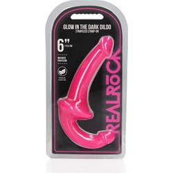 Shots Realrock Glow in the Dark Strapless Strap On με Dildo 15.2cm Ροζ