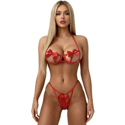 AnnaMu Σετ Sexy Εσώρουχα Κόκκινα A-1141