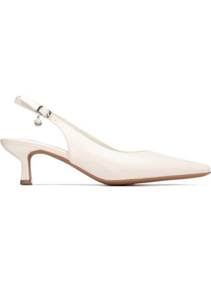 Xti Γόβες Slingback Δερμάτινες με Λεπτό Χαμηλό Τακούνι Λευκές 145359