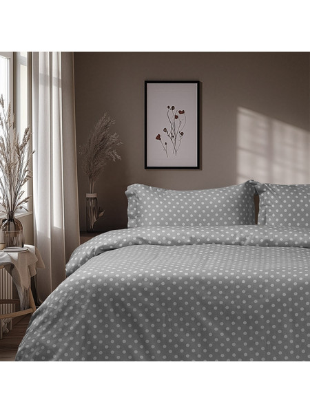 Beauty Home Σετ Σεντόνια Υπέρδιπλα Βαμβακοσατέν με Λάστιχο 170x200+30 Art 10101 Fancy Γκρι