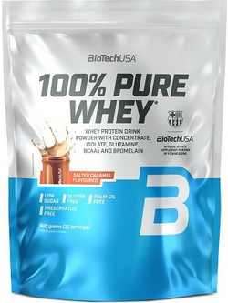 Biotech USA 100% Pure Whey Salted Caramel Πρωτεΐνη Ορού Γάλακτος Γράμμωσης Χωρίς Γλουτένη 900gr