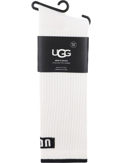 UGG Βαμβακερές Ανδρικές Κάλτσες Ψηλές Λευκές 1158850-WBLC