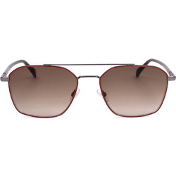 Safilo BUSSOLA 09/S C9A Ανδρικά Γυαλιά Ηλίου Τετράγωνα Μεταλλικά Ασημί με Καφέ Φακό