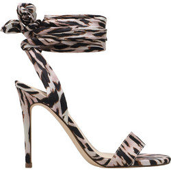 Nine West MADDIE2 Γυναικεία Πέδιλα Μπεζ Μαύρα με Λεπτό Ψηλό Τακούνι 68-680