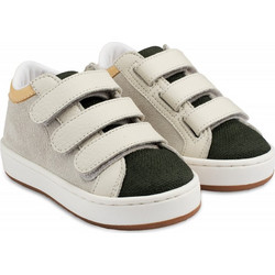 Babywalker Βαπτιστικά Sneakers για Αγόρι Δερμάτινα Ανατομικά Γκρι Χακί EXC5174