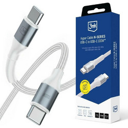 3mk Braided USB-C to USB-C 100W 2m White 5903108740760