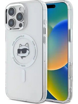 Karl Lagerfeld Hard Iml Metal Choupette Head MagSafe Back Cover White (iPhone 16 Pro Max)