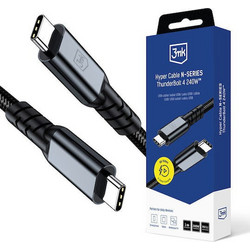 3mk Braided Thunderbolt 4 USB-C to USB-C 240W 1m Black 5903108682008