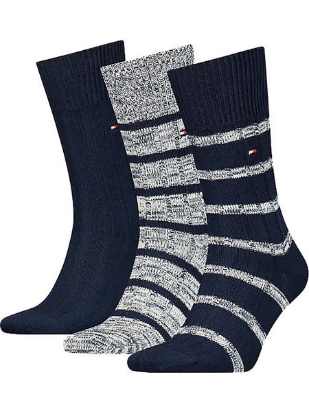 Tommy Hilfiger Ανδρικές Κάλτσες Ψηλές Navy Μπλε Γκρι 3Pack 701226073-001