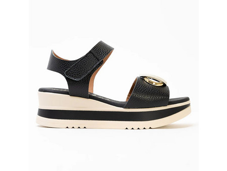 Oh My Sandals Ανατομικές Καλοκαιρινές Γυναικείες Πλατφόρμες Χαμηλές Δερμάτινες Μαύρες 5974