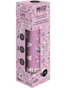 Must Butterflies LED Παιδικό Παγούρι Θερμός Ανοξείδωτο Ροζ 500ml