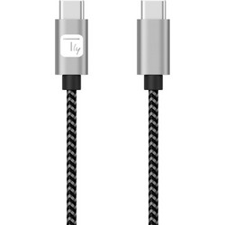 Techly Icoc MU2CC-010-AL Braided USB-C to USB-C 60W 1m Black Silver