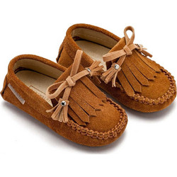 Babywalker Βαπτιστικά Loafers για Αγόρι Δερμάτινα Ανατομικά Ταμπά EXC5298
