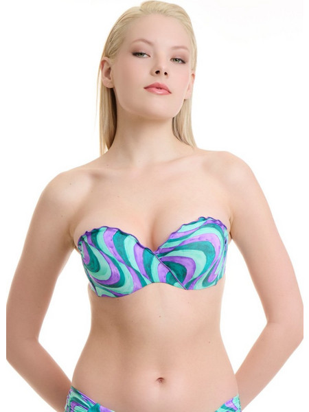 ERKA MARE Waves Bikini Top Strapless με Ενίσχυση Τιρκουάζ Λιλά 26701