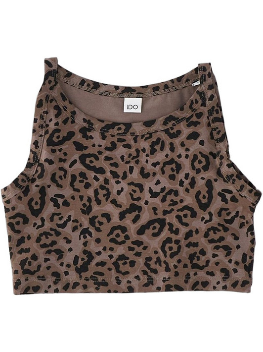 iDo Παιδικό Crop Top Αμάνικο Καφέ Μαύρο 4G834-6CBW
