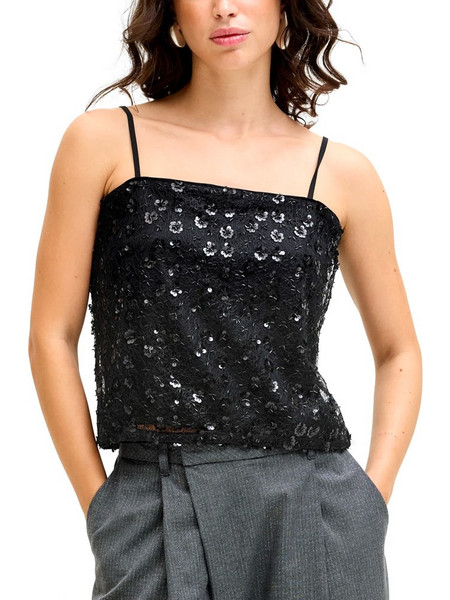 JJXX Γυναικείο Χειμερινό Crop Top με Παγιέτες Μαύρο 12286060