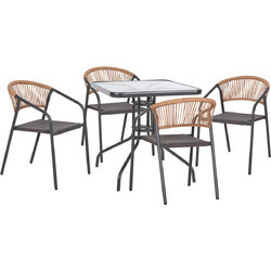 HomeMarkt Figo Σετ Τραπεζαρία Κήπου Μεταλλικό 5τμχ Ανθρακί HM10880.04