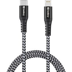 Sandberg 441-55 Braided USB-C to Lightning Cable 1m Black White