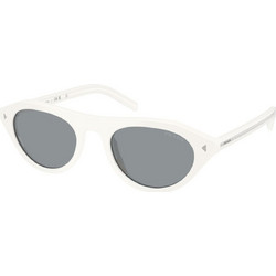 Prada PRB15S 17K80R Γυναικεία Γυαλιά Ηλίου Οβάλ Κοκάλινα Λευκά με Μαύρο Φακό