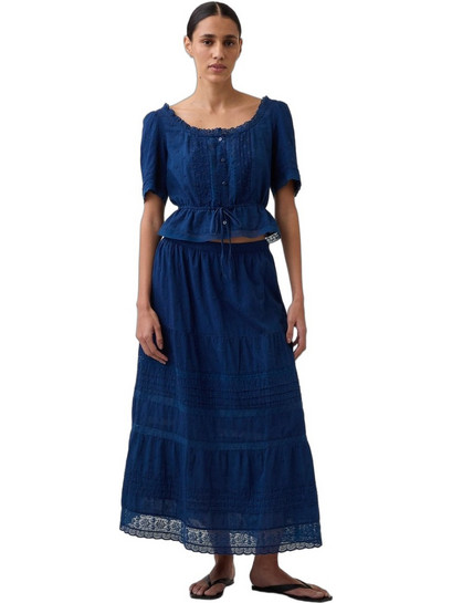Gap Μακριά Φούστα Υφασμάτινη Ψηλόμεση Navy Μπλε 877699000