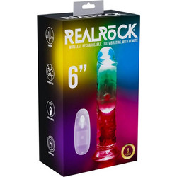 Shots RealRock Vibrating Straight Cock Ρεαλιστικός Δονητής για Ζευγάρια με Τηλεχειριστήριο 15cm Κόκκινος Πράσινος