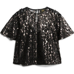 Superdry Γυναικείο Χειμερινό Crop Top με Παγιέτες Ασημί W6011972A-SG3