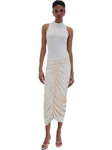 Combos Knitwear Midi Καλοκαιρινό Φόρεμα για Γάμο / Βάπτιση Πλεκτό Εκρού S6ELDL0087