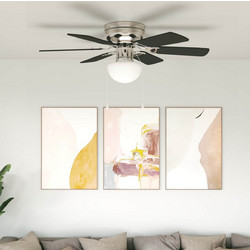 vidaXL 42035662 Ανεμιστήρας Οροφής 82cm 130W με Φως & Τηλεχειριστήριο Ασημί Μαύρος