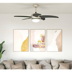 vidaXL 42035654 Ανεμιστήρας Οροφής 110cm 130W με Φως & Τηλεχειριστήριο Ασημί Μαύρος