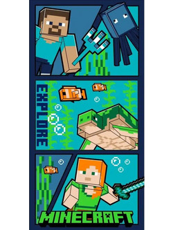 Borea Minecraft Παιδική Πετσέτα Θαλάσσης Microfiber Πράσινη 70x140cm 034692097120