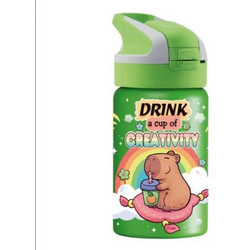 Laken Capybara Παιδικό Παγούρι Ανοξείδωτο BPA Free με Καλαμάκι Πράσινο 350ml