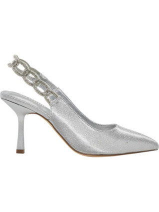 Menbur Γόβες Slingback με Λεπτό Ψηλό Τακούνι & Στρας Ασημί AM72409