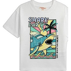 Dpam Shark Party Παιδικό T-Shirt Κοντομάνικο Λευκό ZOCHTI1